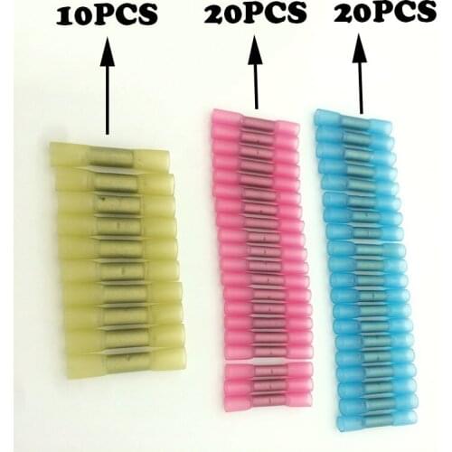 50pcs BHT1.25 BHT2 BHT5 connecting pipe, electric wire waterproof middle joint, Insulated cold press terminal connector