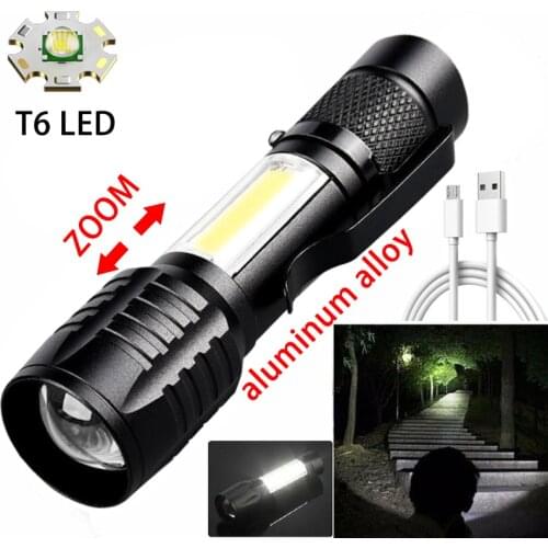 T6 LED Flashlight Super Bright Zoomable USB Rechargeable Aluminum Alloy Portable Flash light Waterproof Torch