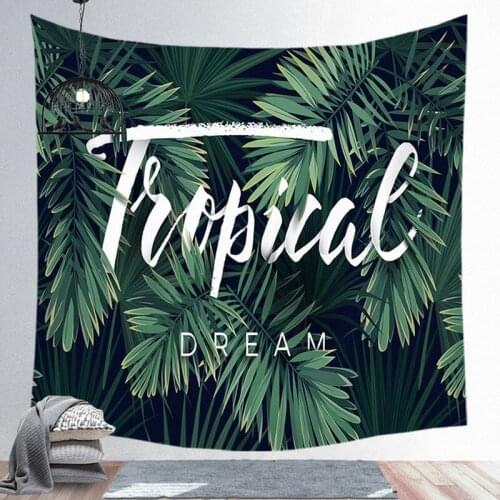 Tropical Plant Tapestry Wall Hanging Polyester Thin Bohemia Leaf Print Tapestry Beach Towel Cushion for Girl Room Dorm Decor