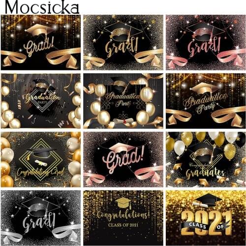 Graduation Party Backdrop Decoration 2021 Congratulations Grad Student Portrait Bokeh Photo Background Studio Photocall Props
