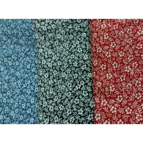 YY DIY Beaitufl 3 Colors 38x50cm All-over Small Flower & Leaf Printed Cotton Poplin Fabric Bundle