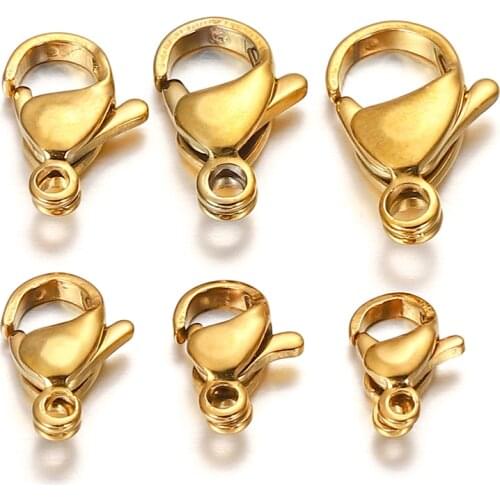 30Pcs/lot Stainless Steel Gold Lobster Clasps Claw Clasps For Bracelet Necklace Chain DIY Jewelry Making Findings Wholesale
