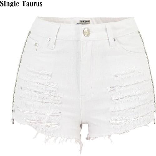 Female Summer Jeans Shorts Double Side Zipper Decoration Embroidered Five-pointed Star Shape Loose Casual Denim Shorts for Women