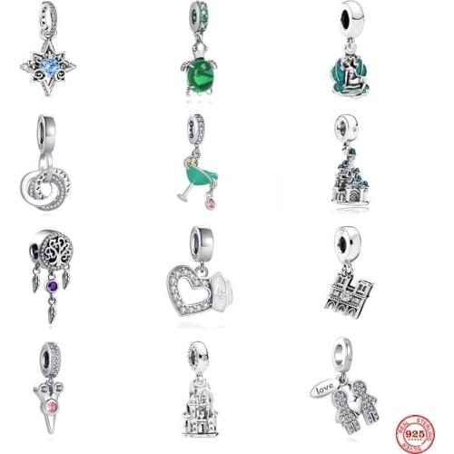 New Summer 925 Silver Green Turtle Juice Dreamcatcher Pendant Beads Fit Original Pandora Charms Bracelet DIY Women Jewelry