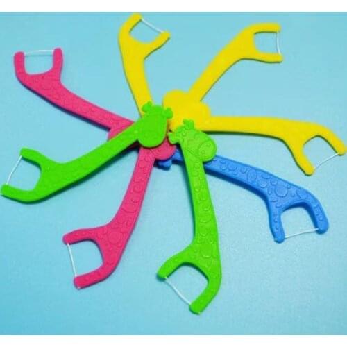 Dental Floss Stick Threader Giraffe Flosser Kids Children Teeth Dental Floss Picks Interdental Brush Tooth Clean Oral Care tools