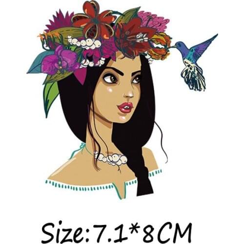 1Pcs Fashion Girls Patches DIY T-shirt jacket Women Iron on Patch Heat Transfer Sticker for Clothes Washable Applique Badges