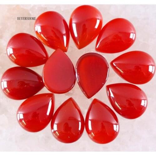 10Pcs 13x18MM Natural Stone Red Carnelian No Drilled Hole Water Drop Cabochon CAB Bead For DIY Jewelry Making Ring K806