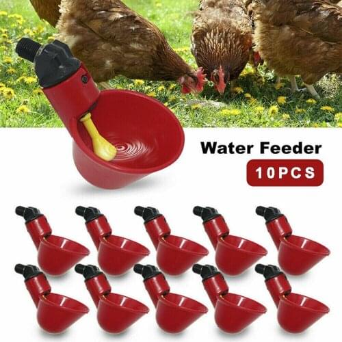 10pcs Water Feeder Drinker Drinking Fountains Cups Automatic Water Bowl Drinker For Chicken Poultry Bird Farm Animal