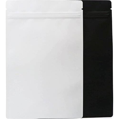 1000pcs/lot 5 Size Matt White/Black Aluminum Foil Bag Flat Bottom Metallic Mylar Black Zip Bag Herbal Fidget Spinner Bag