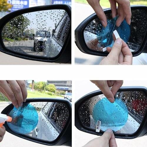 2Pcs Car Rearview Mirror Rain Film Side Window Film Reversing Mirror Full Screen Anti-Fog Nano Waterproof Film