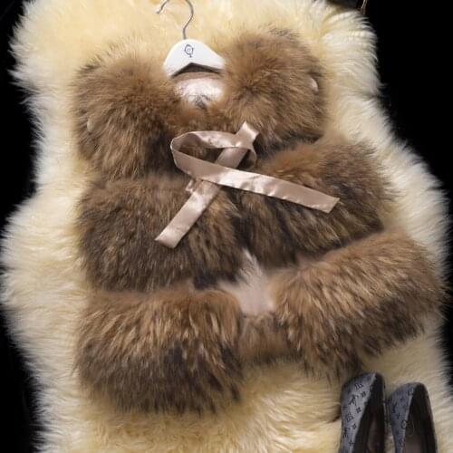 2017 Real Raccoon Fur Vest Waistcoat Leather Patchwork Autumn Winter Women Fur Outerwear Coats Lady Clothing 0713