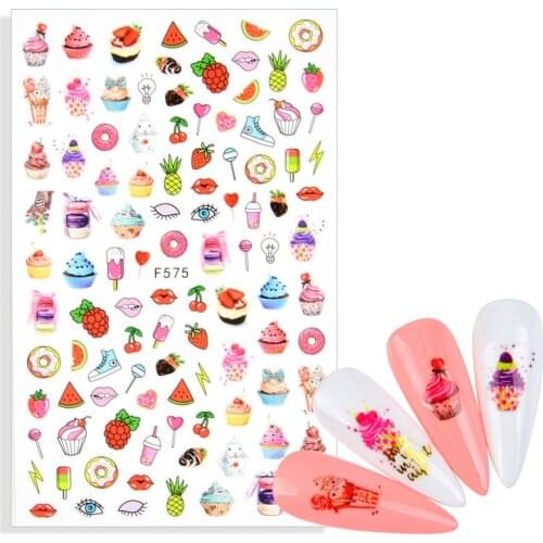 2021 NEW Arrivals Nail Sticker Cartoon Fruit Cake Donuts Lips DIY Decals Design Manicures Decorations Accessories For Nail Art