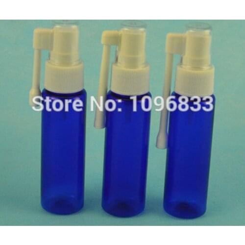 30ml Blue Spray Bottle, Plastic PET Oral Spray Bottle 30cc, Medical Nasal Bottle with Elephant Trunk Rotary Spray,100PCS/Lot