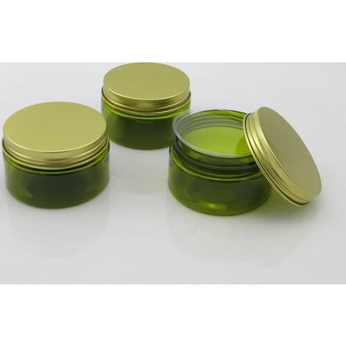 30 x 100G Natural Green PET Plastic Jar with Inner Seal and Gold Metal Lids