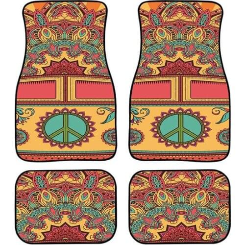 AUTO KEGAM Boho Striped Car Floor Mats 4 Pcs Universal Fit for Suvs Trucks Sedans Vans For Toyota Avensis T25 Nissan Qashqai J11