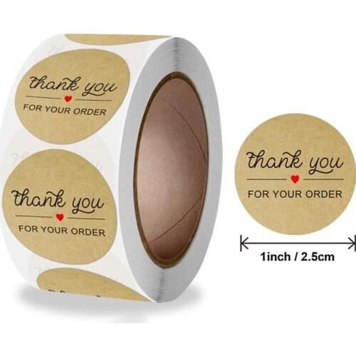 500pcs 2.5cm Kraft Paper Stickers Thank You for Your Order Business Gift Wrapping Decoration Label Cute Stickers