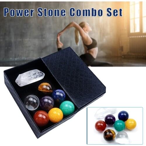 7 Chakra Crystal Ball Sphere Set 7 Roller Chakra Gems with Crystal Points Desktop Ornament ALI88
