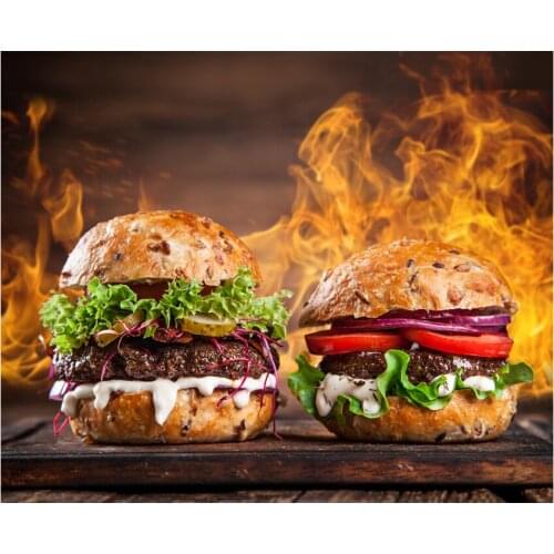 Diamond Painting hamburger picture DIY Diamond Embroidery cross stitch full square round drill Mosaic stickers food home WG718