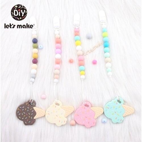 LetS Make 1Pc Pacifier Chain Holder For Nipples Personalized Bpa Free Silicone Beads For Baby Silicone Teether Pacifier Clips