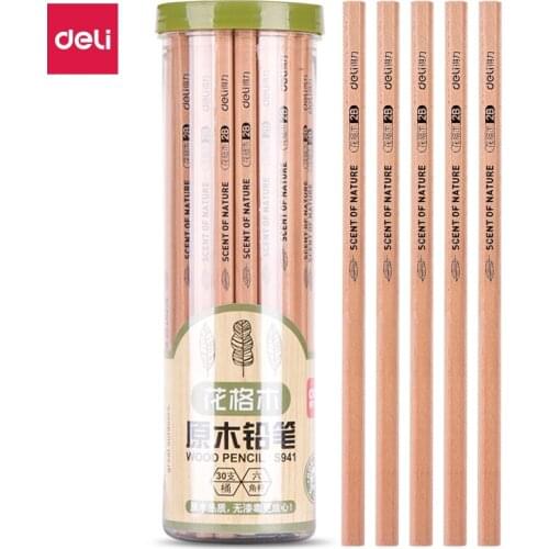 Deli 30pcs/barrel Builder Wood World Series 2B Hexagonal Pencil Writing Drawing Sketch Eco Friendly Products S941 for school