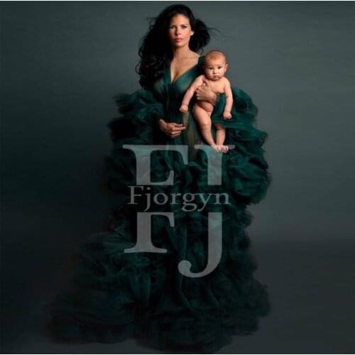 Elegant Maternity Dresses for Photo Shoot Plus Size Tiered Ruffle Tulle Pregnant Women Prom Gowns Crystals vestido de novia