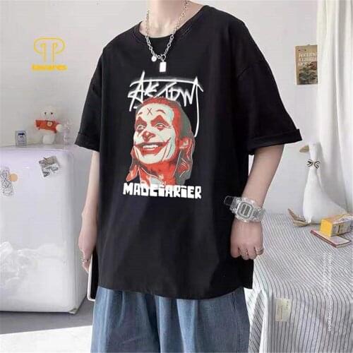 TAVARES Men Short Sleeve Spoof black Cartoon Print Summer Round neck Casual Cotton T-shirt Breathable Loose Clothes