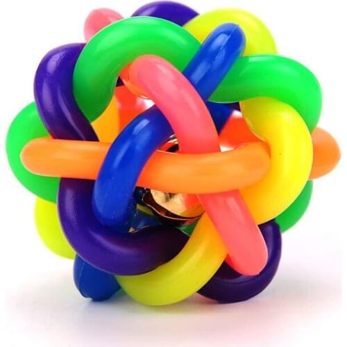 Dog Toy With Bell Colorful TRP Ball Cats Home Inetractive Palying Squeak Toys For Dog Puppy Kitten Bite Resistant Pet Toys