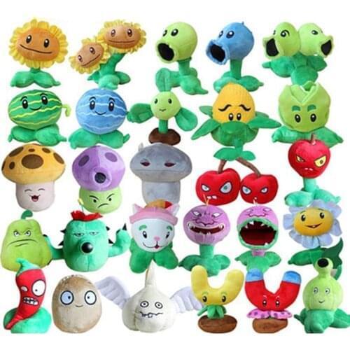 27pcs/lot 13-20cm PVZ Plants vs Zombies Plants Peashooter Chomper SunFlower Plush Stuffed Toys Soft Game Toy Doll for Kids Gift