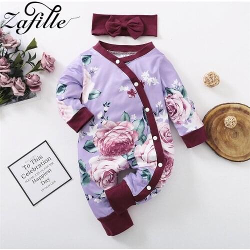 ZAFILLE Baby Girl Clothes 0-12 Months Floral Ruffles Winter Jumpsuit For Kids Overalls Clothes For Newborns Baby Girls Rompers
