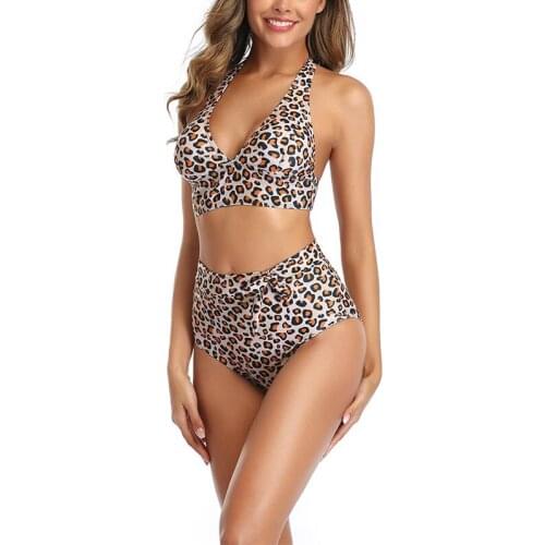 Swimsuits Women Summer 2021 Leopard Print Sexy Split Bikini Polka Dot Ladiess High Waist Swimsuit Beachwear Bathing Suits