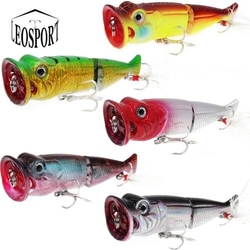 LEOSPORT 1PCS New Hard Poper Fishing Lure 8cm 11.5g Topwater Fish Baits 6# Hooks Tackle