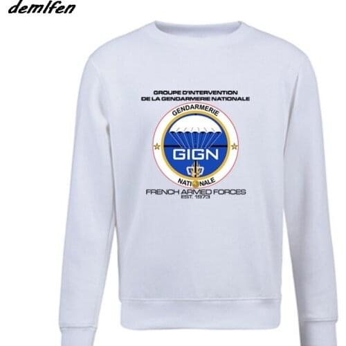Spring autumn Fashion Men Fleece Sweatshirt Gign Elite Police Special Force French Counter Terrorism Hoodies Hip Hop Coat Tops