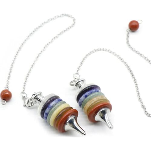 Fashion Chakra Stone Pedulum Pendant Women Necklace Crystal Healing Gemstone Birthday Gift