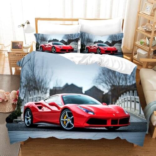 Fashion Red Car Bedding Set Luxury Modern Duvet Cover Sets Comforter Bed Linen Queen King Single Size Dropshipping Adult Gift
