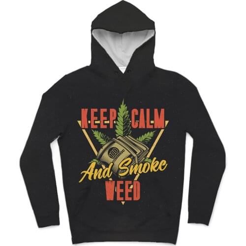 REAL American SIZE High Quality Keep Calm and Smoke Up Sublimation Printing Plus Size Hoodies