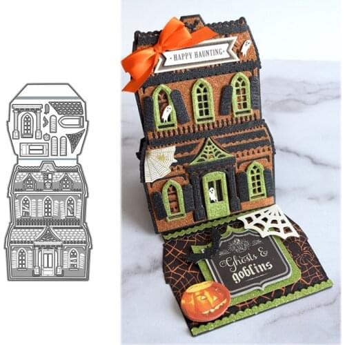 2021 New Castle House Folding Card Metal Cutting Dies Craft DIY for Scrapbooking Knife Mould Blade Punch Stencils Dies Cut Model