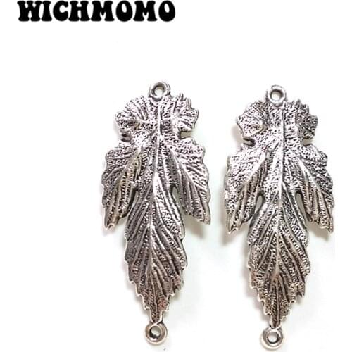 New 5pieces 51*21MM Retro Zinc Alloy Maple Leaf Connectors Charms Pendants for DIY Necklace Jewelry Accessories
