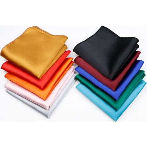 Mens Solid Colors Hankerchief Scarves Vintage Silk Satin Men Suit Pocket Square Wedding Dress Chest Towel Suit Accessories