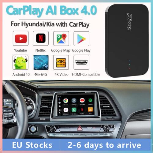 Wireless CarPlay Ai Box Supports YouTube Netflix Video GPS Navigation, for Hyundai Santafe Sonata Kia K5 K9 KX5 KX7 with CarPlay