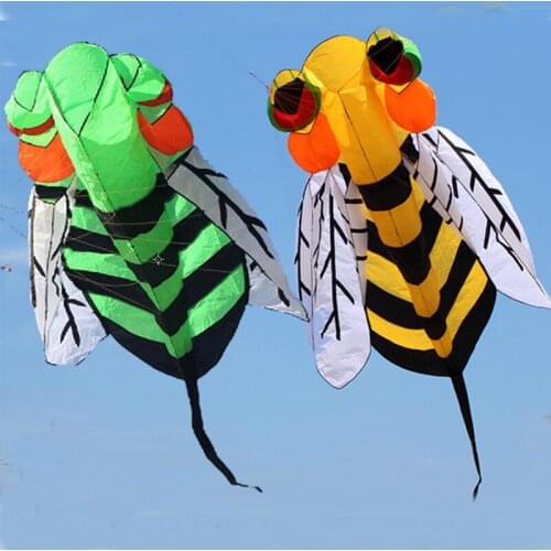 Outdoor Fun Sports NEW 3m Single Line Power Software Hornet Bee Kite With Handle And Line Good Flying Green Color
