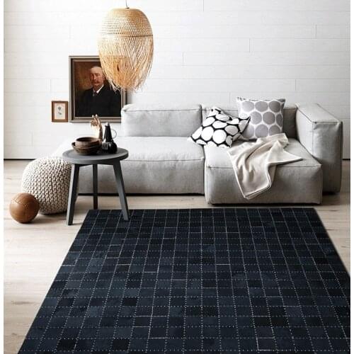 Luxury Cowhide Seamed Rug Pure White Large Size Real Natrual Cowskin Carpet Black for Living Room Bedroom Decorative Ground Mat