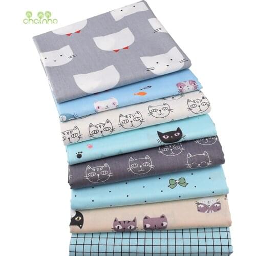 Chainho,Cat Series, Printed Twill Cotton Fabric,For DIY Quilting Sewing Baby&Child Sheet,Pillow,Cushion Material,Half Meter