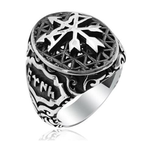 Super Friday Sale 925 Silver Ottoman Rings Etnic Moon Star Resurrection Ertugrul Ring Kayi Ring for Men Fine Jewellery Accessorie
