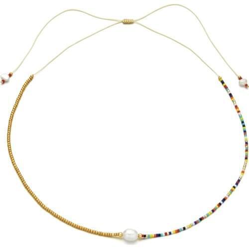 ZMZY Thin Choker Handemade Necklace MIYUKI Beads Natural Pearl Necklaces for Women Girls Gifts Fashion Classic Collar Jewelry