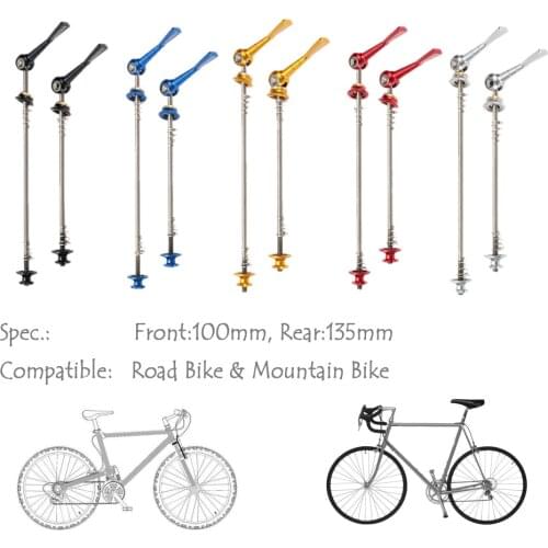 Lixada 1 Pair Bicycle QR Skewer Cycling MTB Wheel Hub Skewers Road Mountain Bike Quick Release Titanium Axle 100/135mm Bicicleta