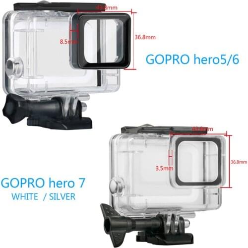 Diving Waterproof Housings Protective Case for GoPro HERO 7 Silver White Action Camera Protection Cover Frame Shell Accessories