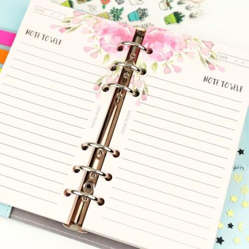 Yiwi 6 Holes 40 Sheets Pink Note Cute Kawai Colorful Loose Leaf Spiral Notebook Refill Inner Page Daily Notepad