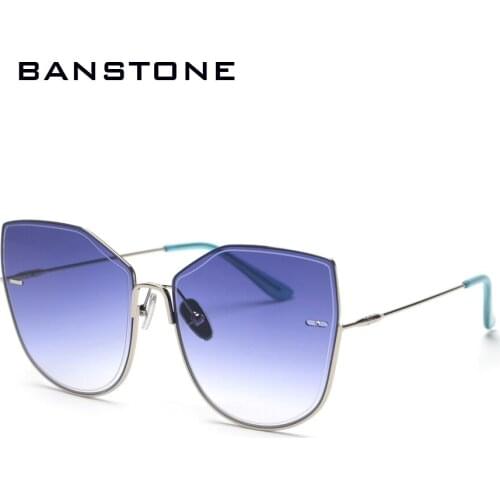 BANSTONE Oversized Square Sunglasses Women Retro Metal Frame Eyewear Men Gradual Lens Sun Glasses UV400