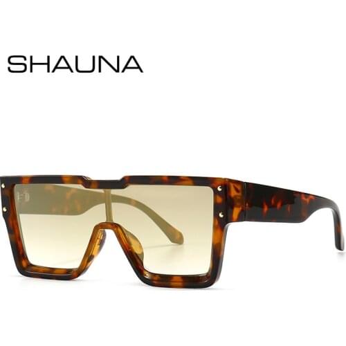 SHAUNA Retro Oversized One Piece Women Luxury Sunglasses Fashion Gradient Nails Eyewear Men Square Sun Glasses Shades UV400