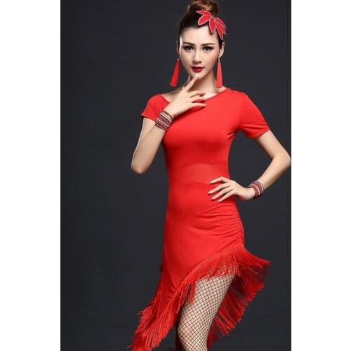 Women Dance Dresses Costume Set 4pcs Set with Bracelet Ballroom Fringe Women Latin Dance Dress